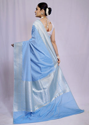 Blue Uppada Silk Saree With Blouse Piece - Indian Silk House Agencies