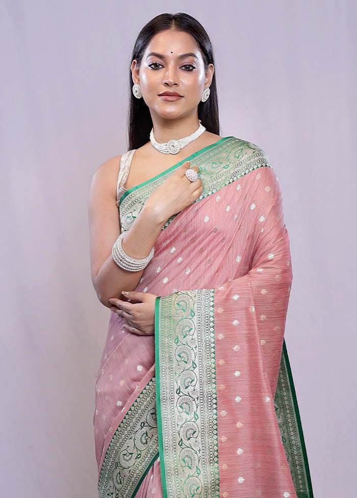 Pink Uppada Silk Saree With Blouse Piece - Indian Silk House Agencies