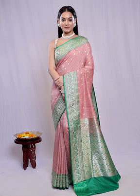 Pink Uppada Silk Saree With Blouse Piece - Indian Silk House Agencies