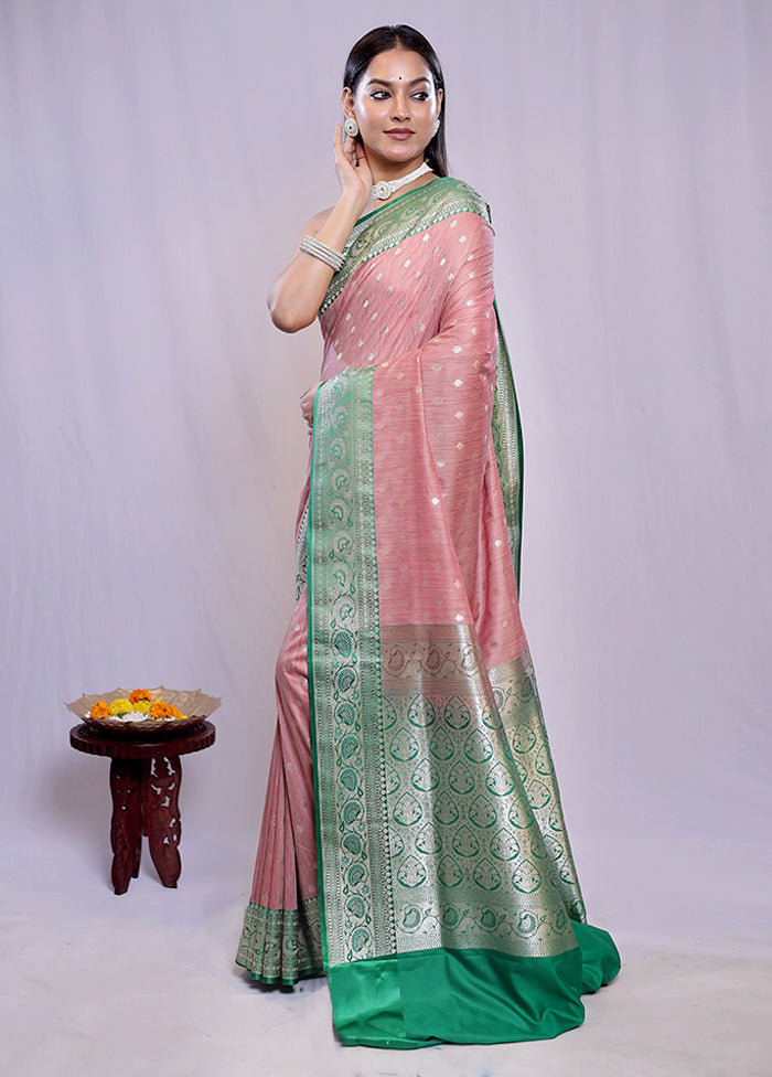 Pink Uppada Silk Saree With Blouse Piece - Indian Silk House Agencies