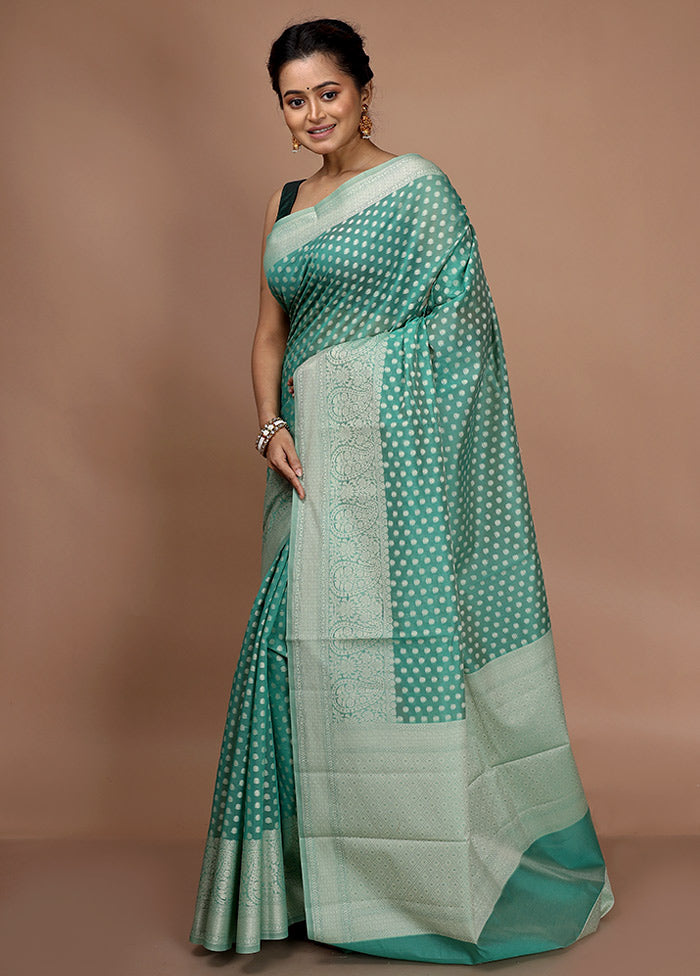 Sky Blue Cotton Saree With Blouse Piece - Indian Silk House Agencies