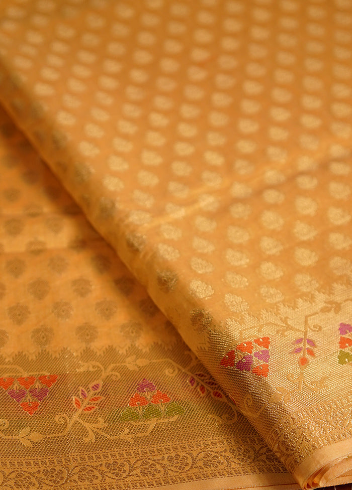 Cream Kora Silk Saree With Blouse Piece - Indian Silk House Agencies