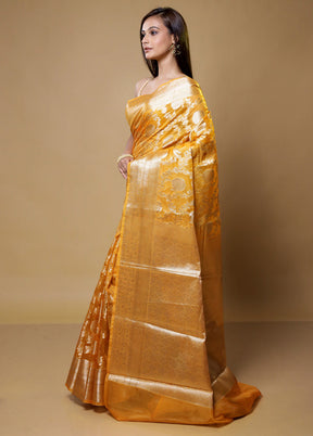 Golden Georgette Saree With Blouse Piece