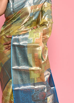 Multicolor Organza Saree With Blouse Piece - Indian Silk House Agencies