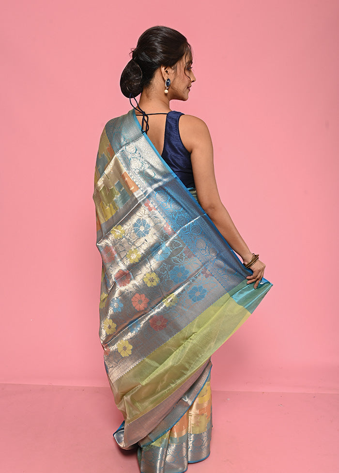 Multicolor Organza Saree With Blouse Piece - Indian Silk House Agencies