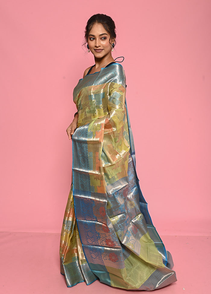 Multicolor Organza Saree With Blouse Piece - Indian Silk House Agencies