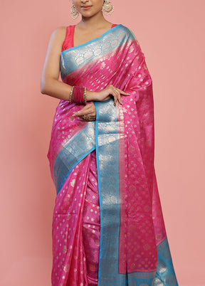 Pink Dupion Silk Saree With Blouse Piece - Indian Silk House Agencies