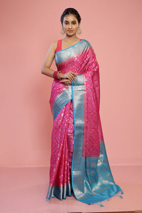 Pink Dupion Silk Saree With Blouse Piece - Indian Silk House Agencies