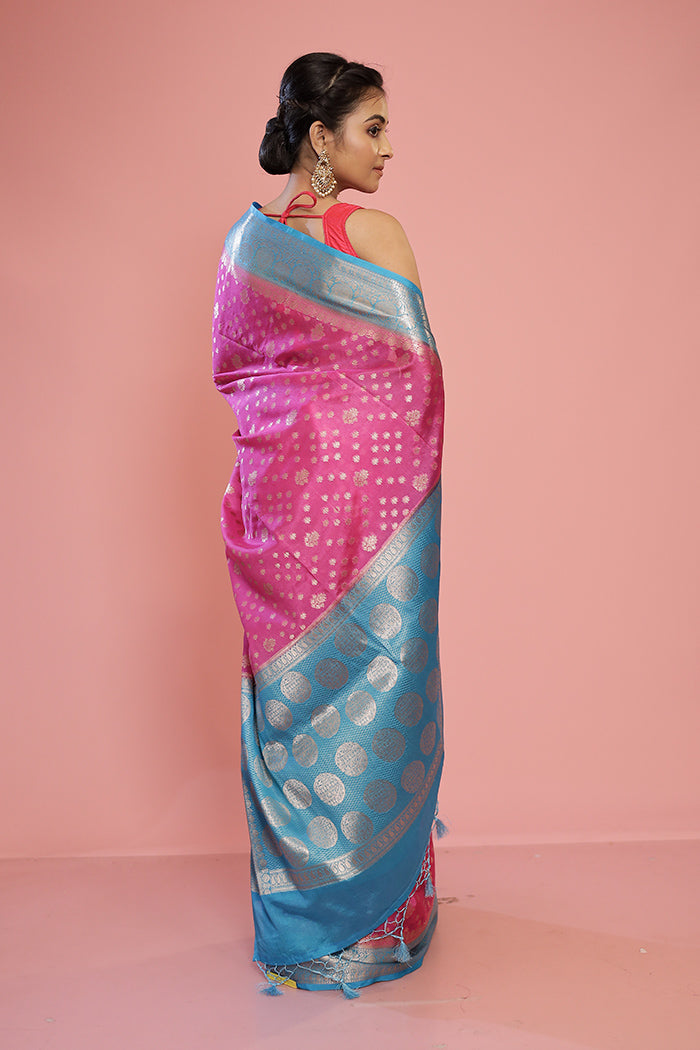 Pink Dupion Silk Saree With Blouse Piece - Indian Silk House Agencies