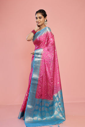 Pink Dupion Silk Saree With Blouse Piece - Indian Silk House Agencies