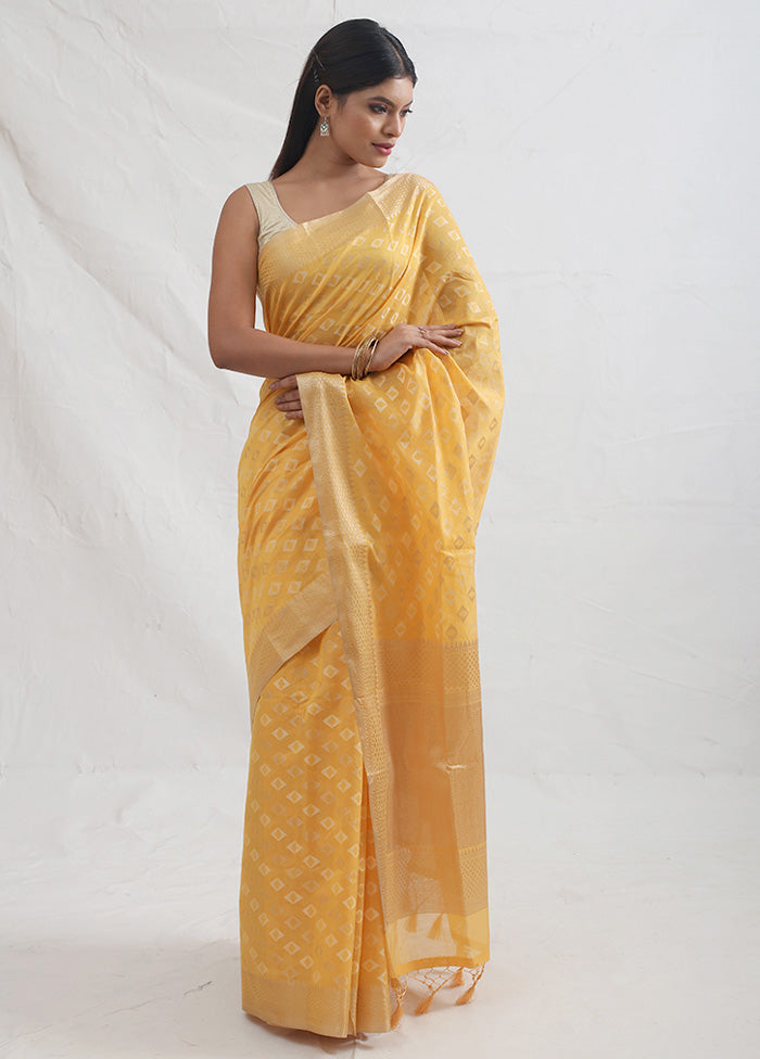 Yellow Kora Silk Saree With Blouse Piece - Indian Silk House Agencies