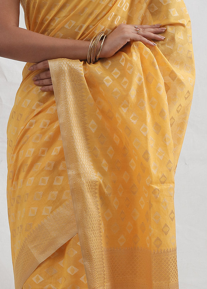 Yellow Kora Silk Saree With Blouse Piece - Indian Silk House Agencies