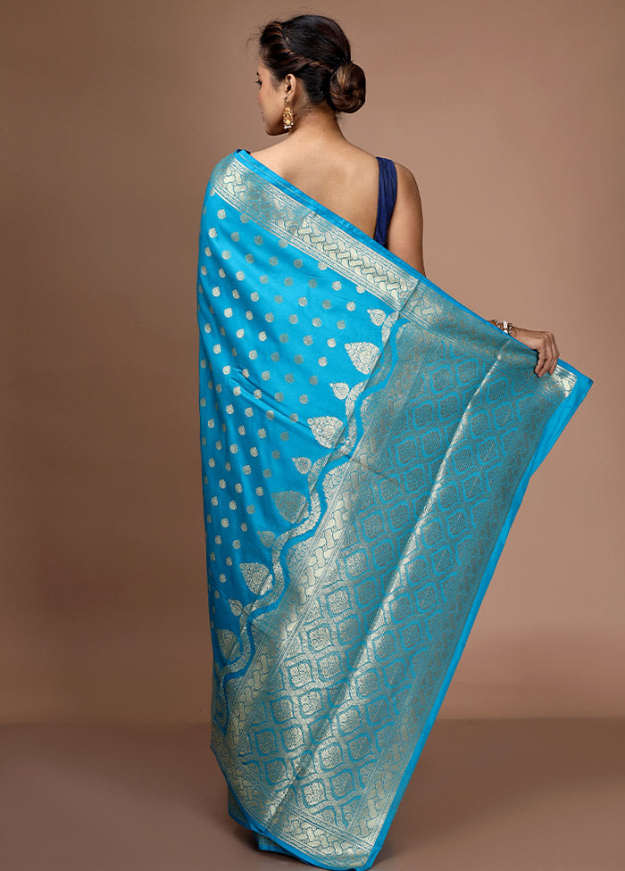 Sky Blue Dupion Silk Saree With Blouse Piece - Indian Silk House Agencies