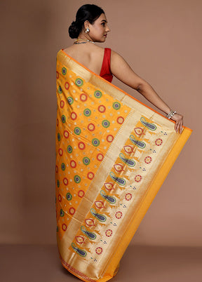 Yellow Kora Silk Saree With Blouse Piece - Indian Silk House Agencies