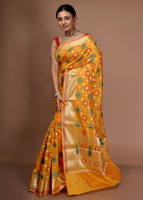 Yellow Kora Silk Saree With Blouse Piece - Indian Silk House Agencies