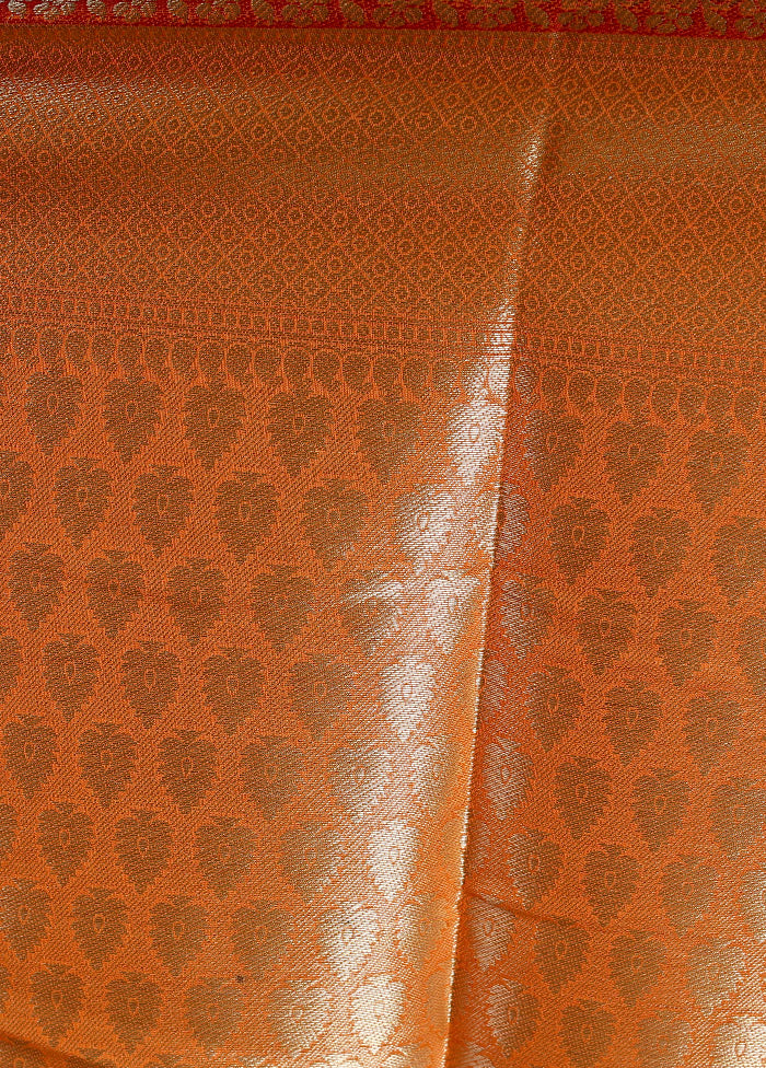 Orange Kora Silk Saree With Blouse Piece - Indian Silk House Agencies