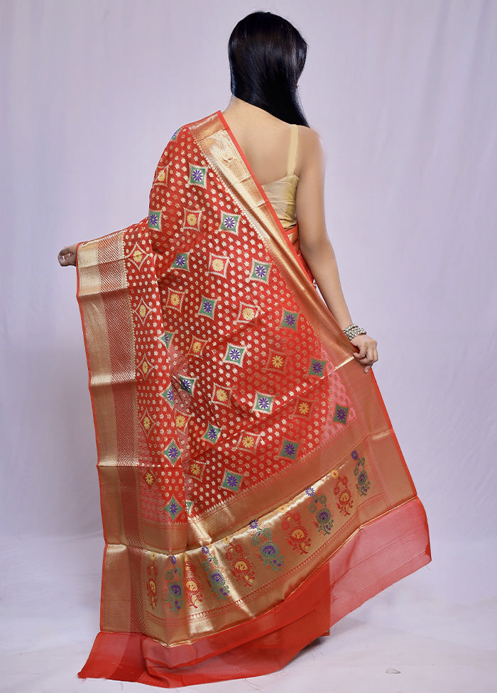 Red Kora Silk Saree With Blouse Piece - Indian Silk House Agencies