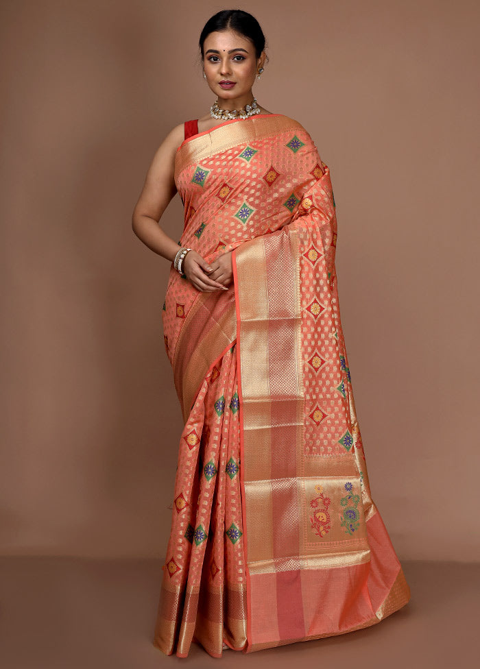 Pink Kora Silk Saree With Blouse Piece - Indian Silk House Agencies