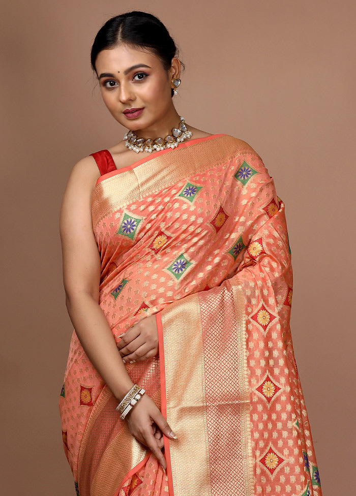 Pink Kora Silk Saree With Blouse Piece - Indian Silk House Agencies