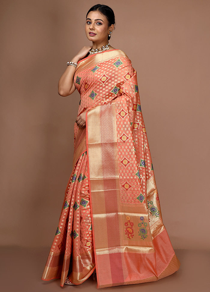 Pink Kora Silk Saree With Blouse Piece - Indian Silk House Agencies