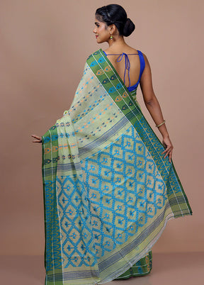 Lemon Green Cotton Saree With Blouse Piece - Indian Silk House Agencies