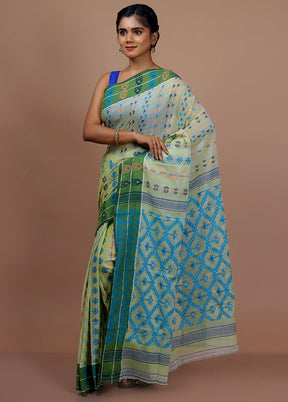 Lemon Green Cotton Saree With Blouse Piece - Indian Silk House Agencies