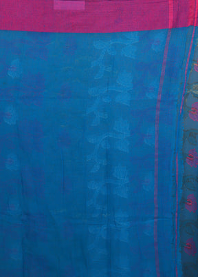 Blue Cotton Saree With Blouse Piece - Indian Silk House Agencies