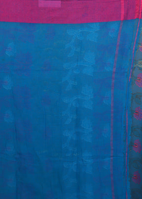 Blue Tant Jamdani Saree With Blouse Piece