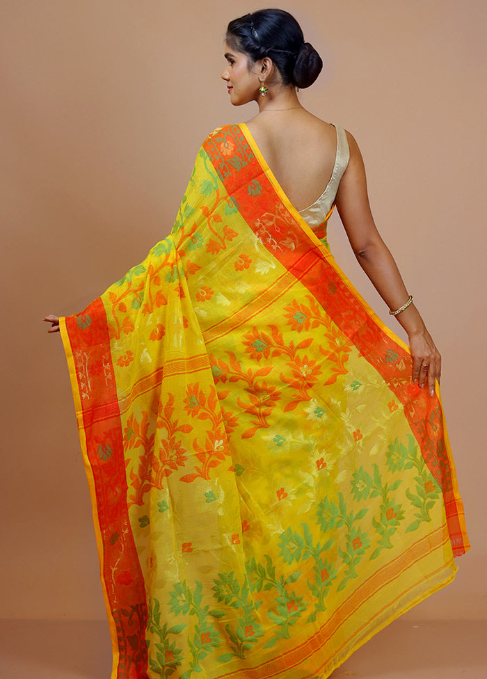 Yellow Cotton Saree With Blouse Piece - Indian Silk House Agencies