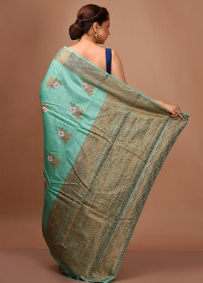 Sea Green Dupion Silk Saree With Blouse Piece - Indian Silk House Agencies