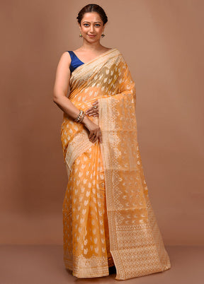 Yellow Kora Silk Saree With Blouse Piece - Indian Silk House Agencies