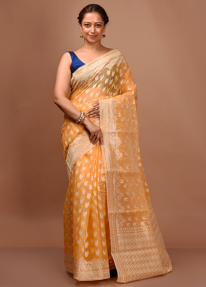 Yellow Kora Silk Saree With Blouse Piece - Indian Silk House Agencies