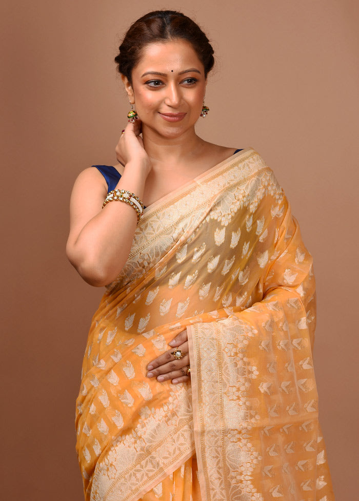 Yellow Kora Silk Saree With Blouse Piece - Indian Silk House Agencies