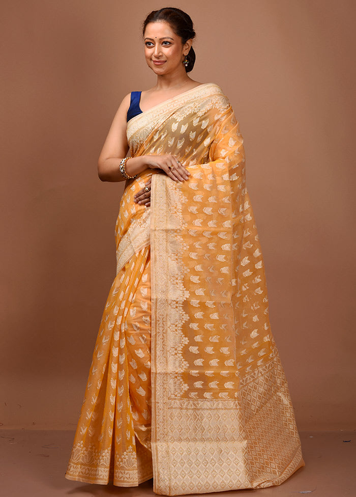 Yellow Kora Silk Saree With Blouse Piece - Indian Silk House Agencies