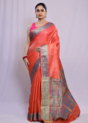 Pink Tussar Silk Saree With Blouse Piece - Indian Silk House Agencies