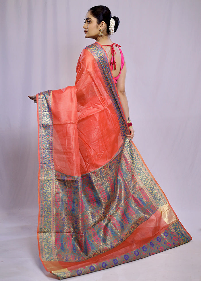 Pink Tussar Silk Saree With Blouse Piece - Indian Silk House Agencies