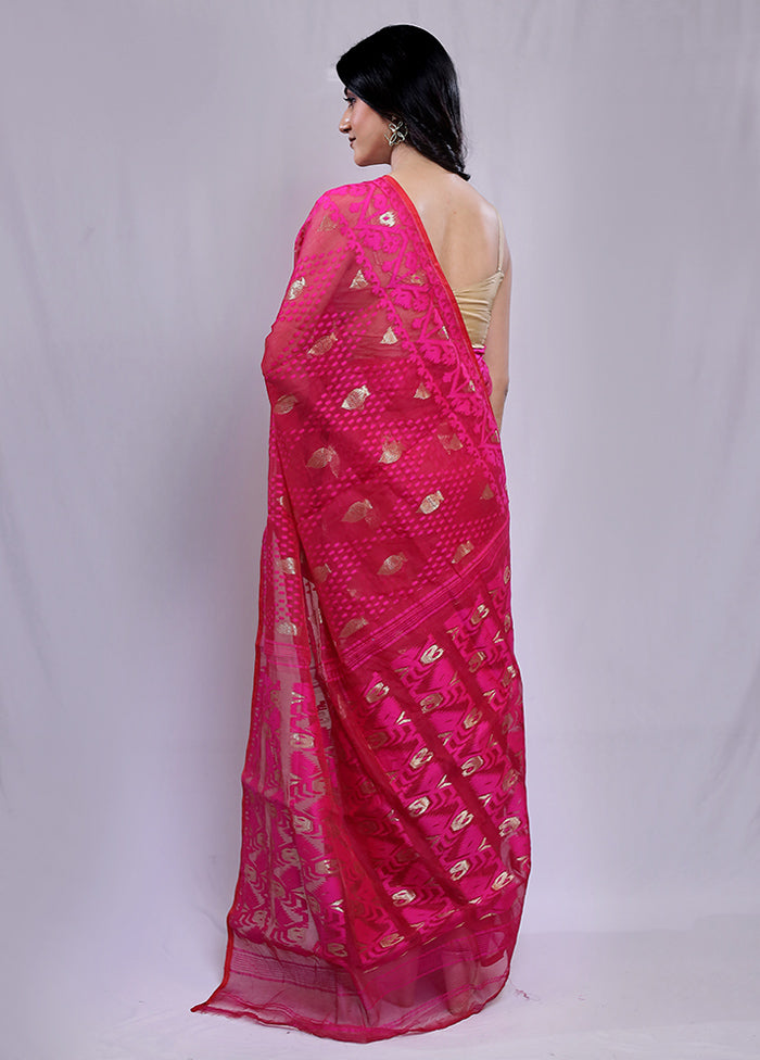 Pink Tant Jamdani Saree Without Blouse Piece - Indian Silk House Agencies