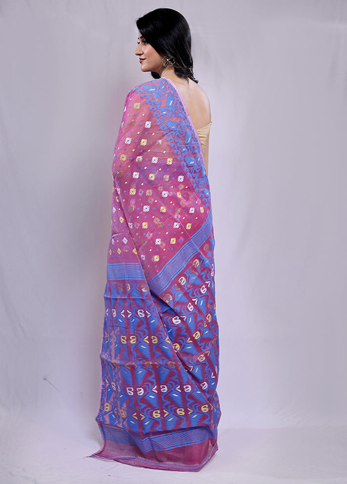 Purple Tant Jamdani Saree Without Blouse Piece - Indian Silk House Agencies