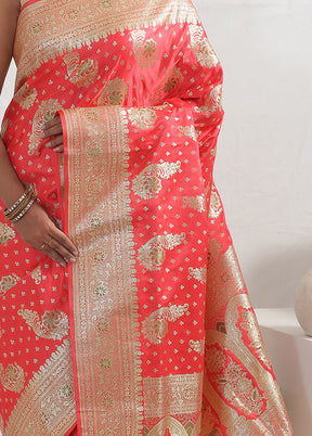 Pink Banarasi Silk Saree With Blouse Piece - Indian Silk House Agencies