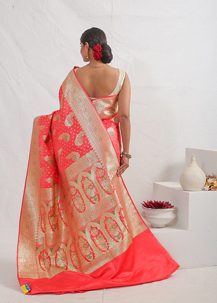 Pink Banarasi Silk Saree With Blouse Piece - Indian Silk House Agencies