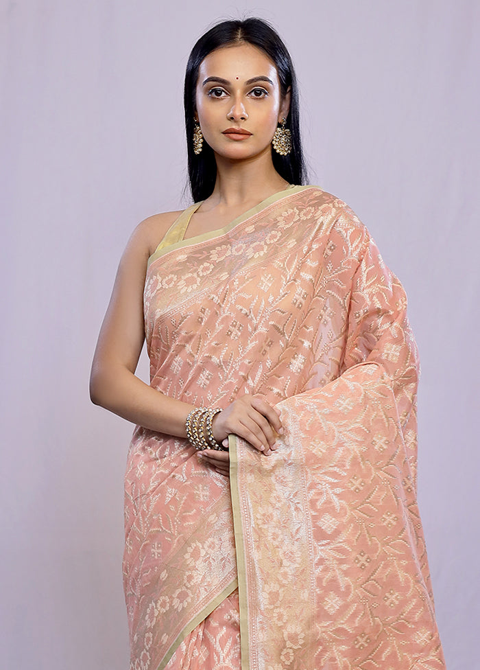 Pink Kora Silk Saree With Blouse Piece - Indian Silk House Agencies