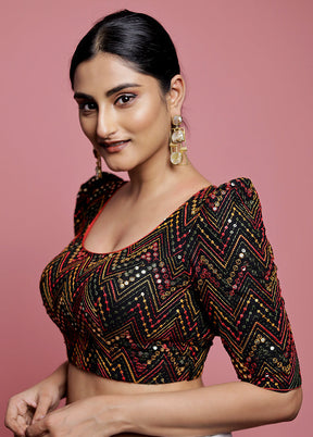 Black Sequin Designer Blouse - Indian Silk House Agencies
