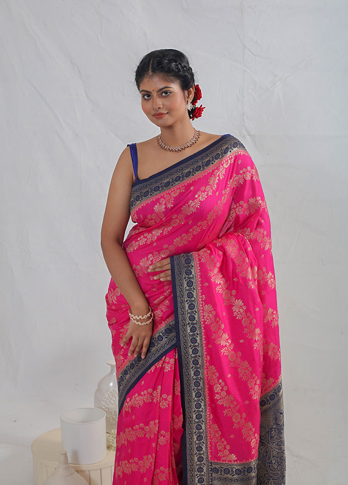 Pink Dupion Silk Saree With Blouse Piece - Indian Silk House Agencies