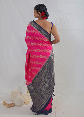 Pink Dupion Silk Saree With Blouse Piece - Indian Silk House Agencies