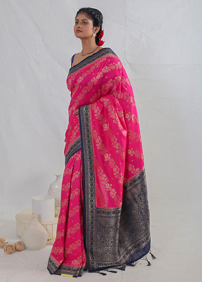 Pink Dupion Silk Saree With Blouse Piece - Indian Silk House Agencies