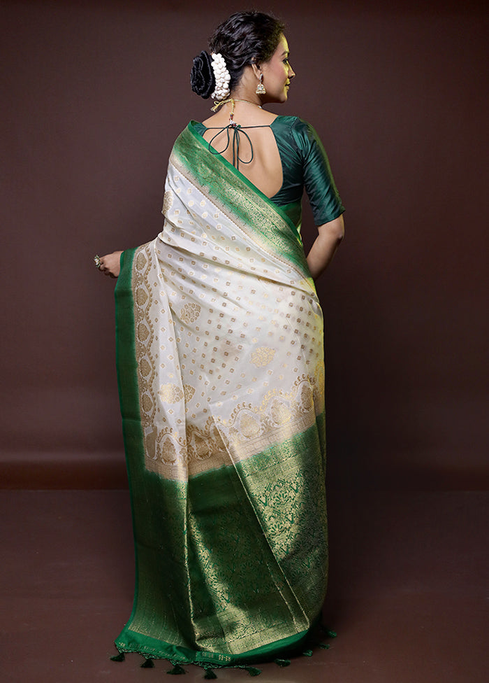 White Dupion Silk Saree With Blouse Piece