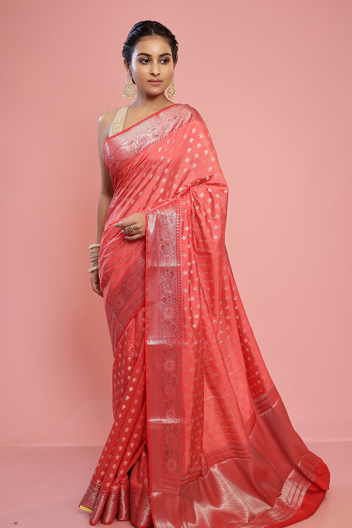 Pink Dupion Silk Saree With Blouse Piece - Indian Silk House Agencies