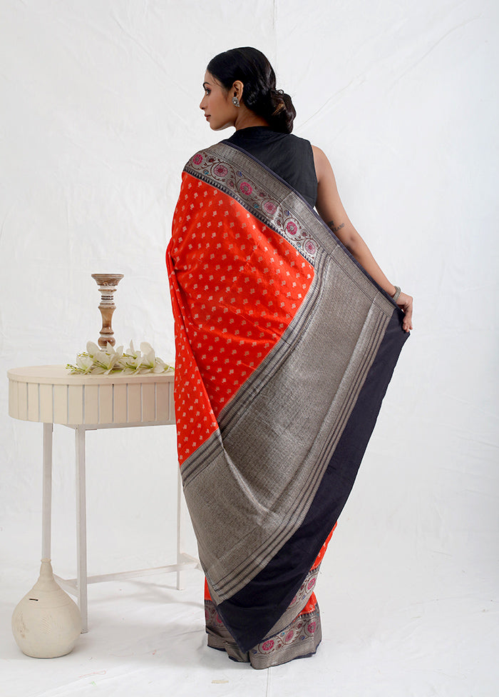 Red Dupion Silk Saree With Blouse Piece - Indian Silk House Agencies