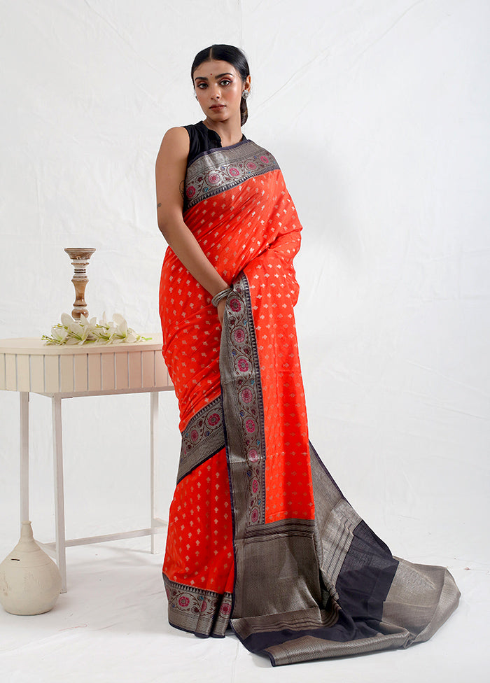 Red Dupion Silk Saree With Blouse Piece - Indian Silk House Agencies