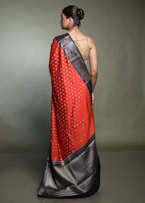 Red Dupion Silk Saree With Blouse Piece